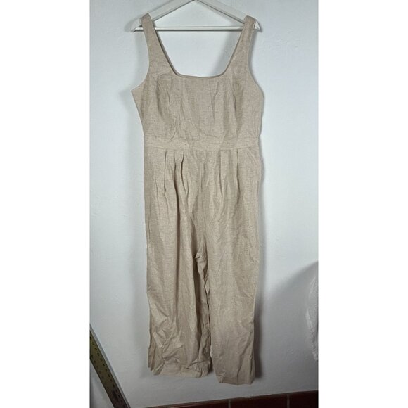 Banana Republic Womens Linen Blend Wide-Leg Sleeveless Jumpsuit 10 Beige New - Picture 1 of 13